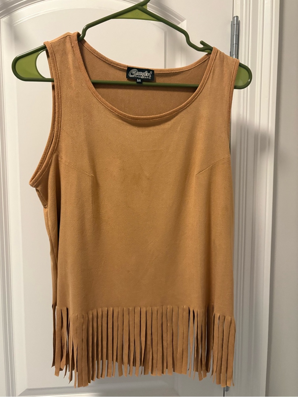 Women's Camel Fringe Tank Top - Casual Sleeveless Layer